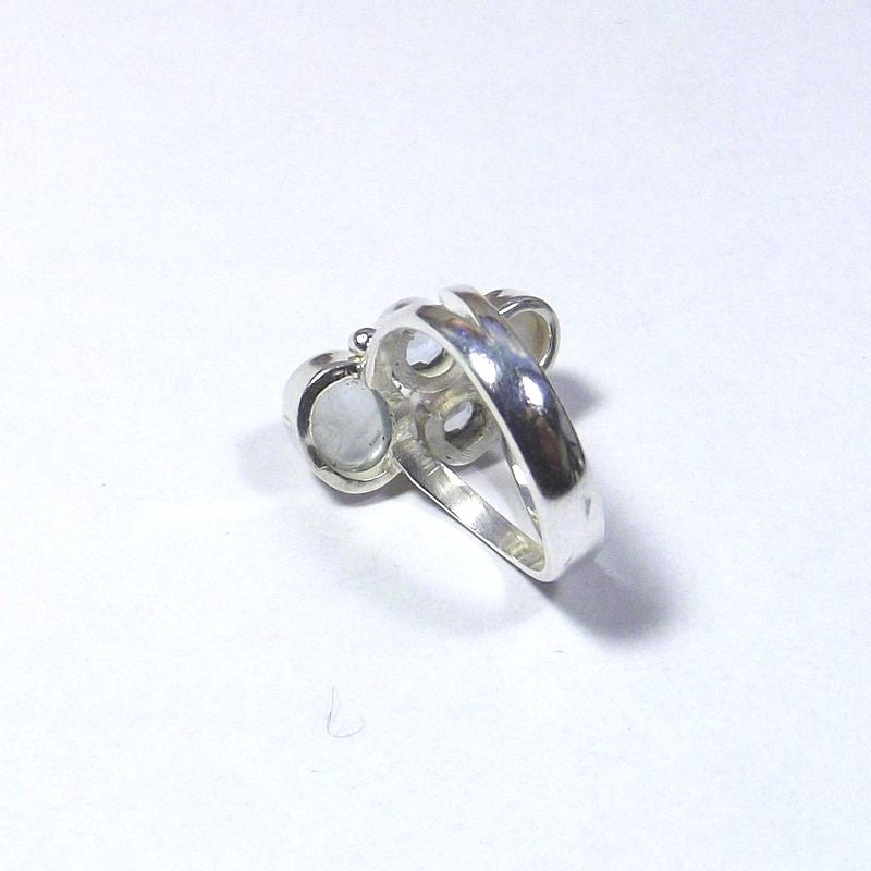 AQUAMARINE, pearl and TOPAZ silver RING - CIRCE