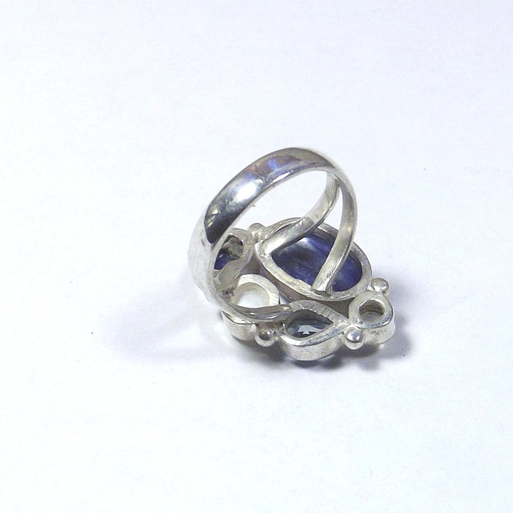 RING 925 silver kyanite, moonstone, topaz and pearl