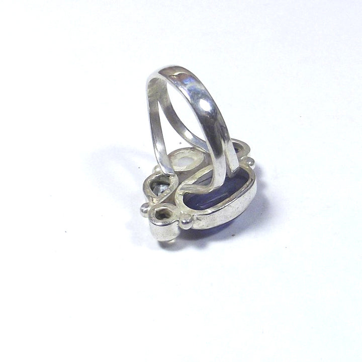 RING 925 silver kyanite, moonstone, topaz and pearl