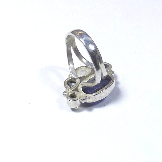 ANELLO argento 925 cianite, pietra di luna, topazio e perla – immagine2