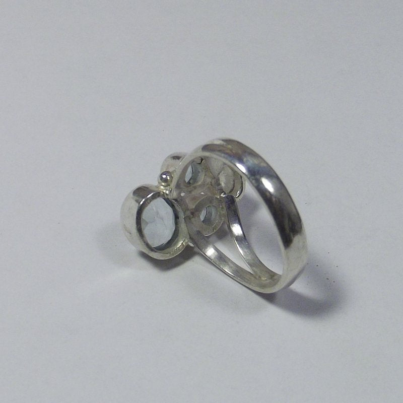 AQUAMARINE, pearl and TOPAZ silver RING - ARCAN
