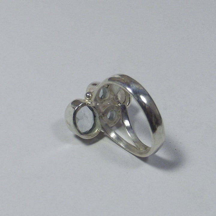 AQUAMARINE, pearl and TOPAZ silver RING - ARCAN