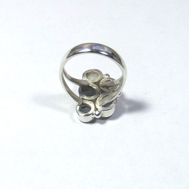 AQUAMARINE, pearl and TOPAZ silver RING - NEVRET