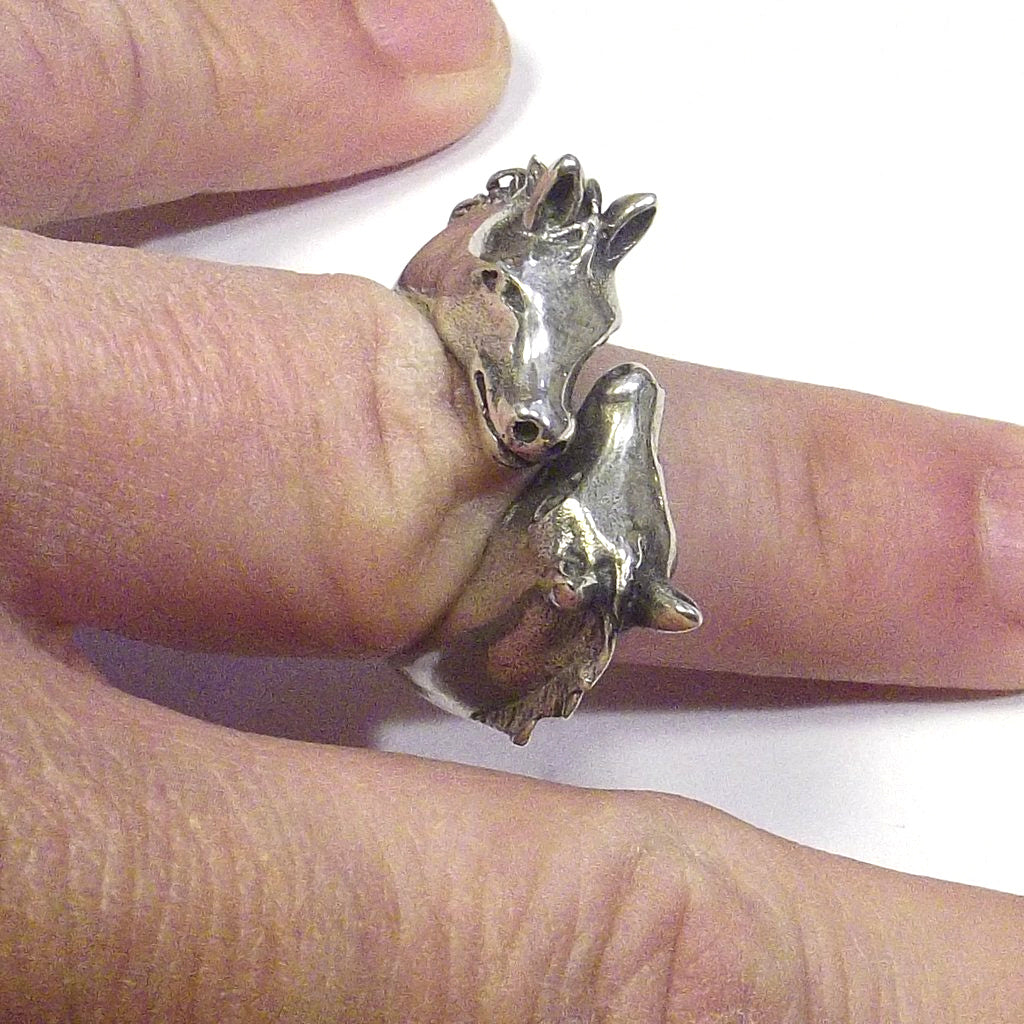 HORSE head 925 silver ring - contrary