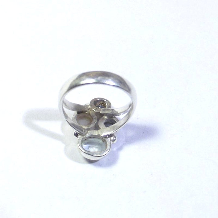 RING 925 silver AQUAMARINE, pearl and TOPAZ - RIMAT