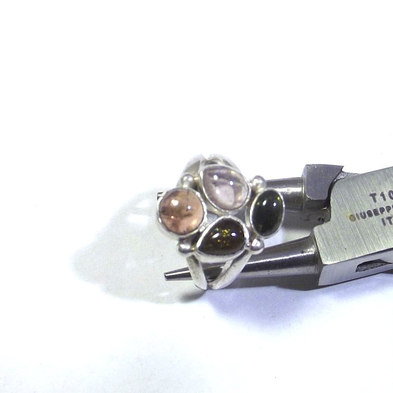 RING Tourmaline and silver cabouchon 13 - 15