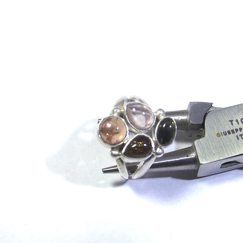 RING Tourmaline and silver cabouchon 13 - 15