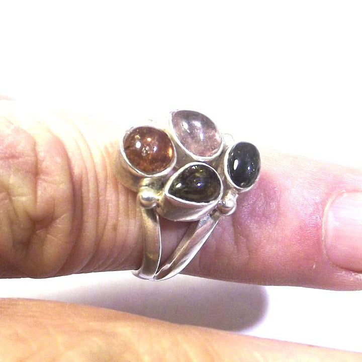 RING Tourmaline and silver cabouchon 13 - 15