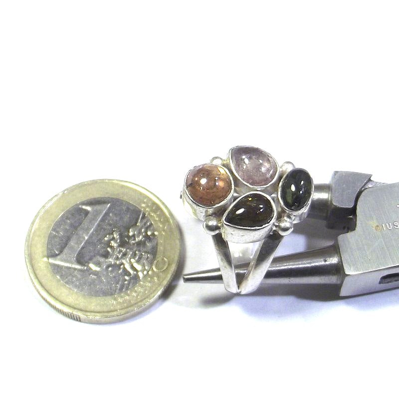 RING Tourmaline and silver cabouchon 13 - 15