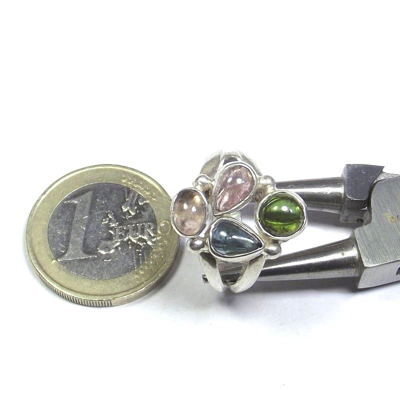 RING Tourmaline and silver cabouchon 15 - 18