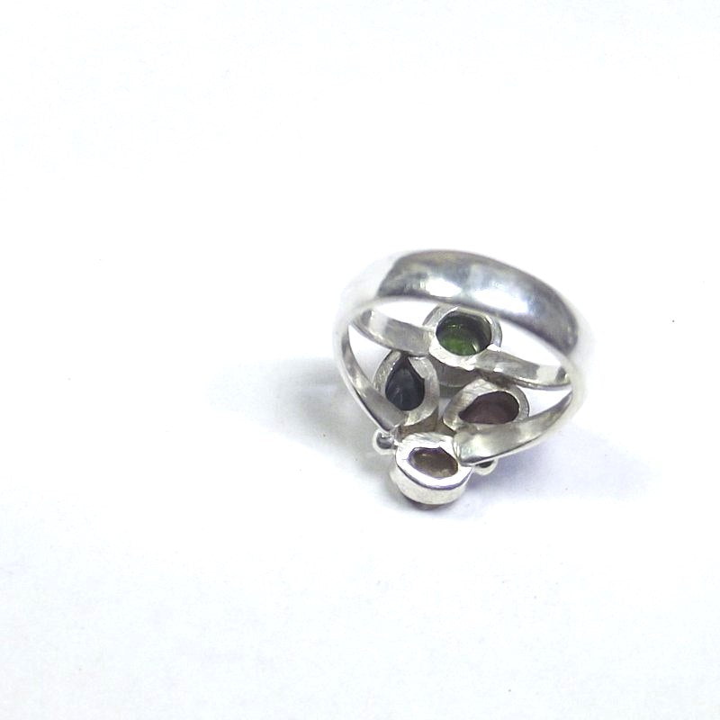RING Tourmaline and silver cabouchon 15 - 18