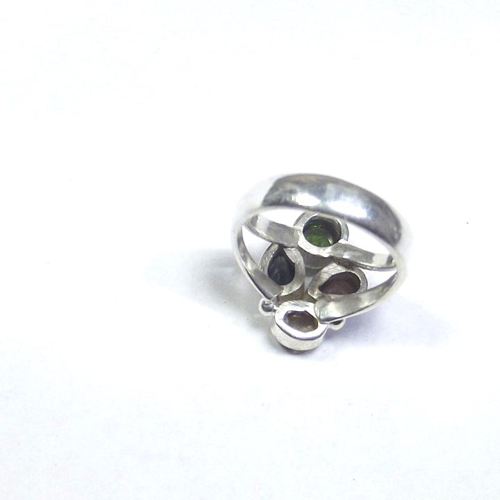 RING Tourmaline and silver cabouchon 15 - 18