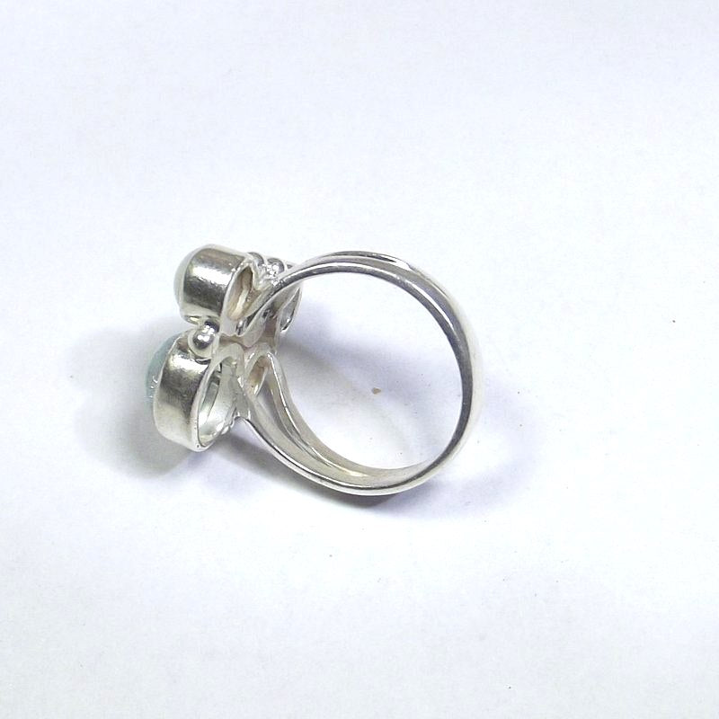 RING 925 silver AQUAMARINE, pearl and TOPAZ - LYRE