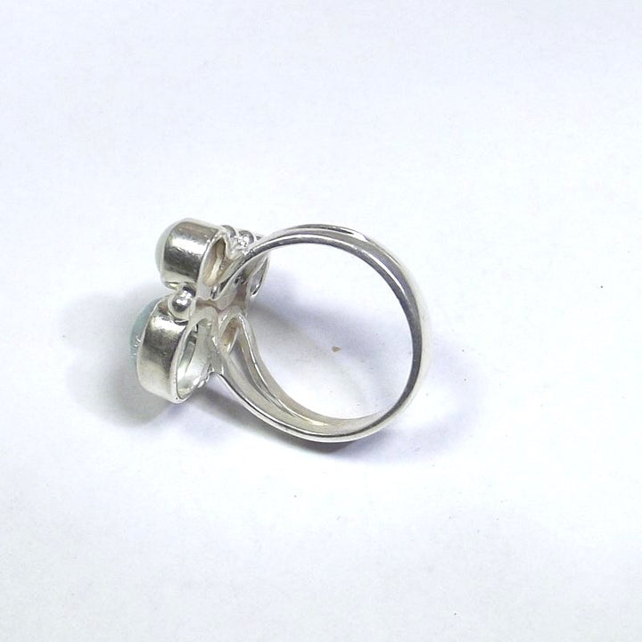 RING 925 silver AQUAMARINE, pearl and TOPAZ - LYRE