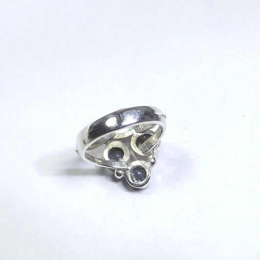 ANELLO argento 925 ACQUAMARINA, perla e TOPAZIO azzurro 14 - 16 – immagine2
