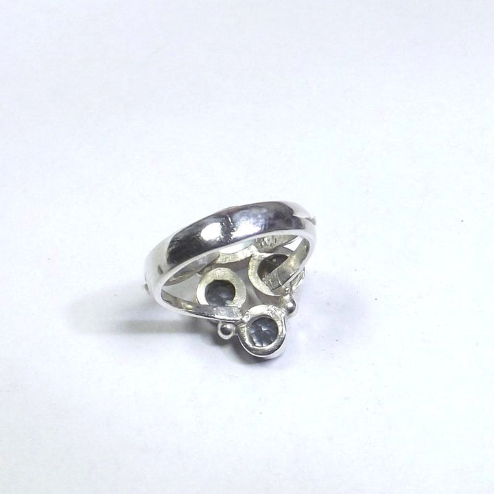 RING 925 silver AQUAMARINE, pearl and blue TOPAZ 14 - 16
