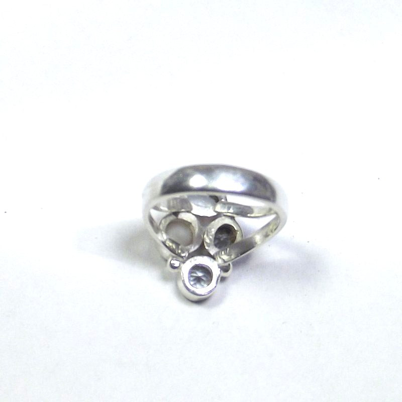 RING 925 silver AQUAMARINE, pearl and blue TOPAZ 15 - 17