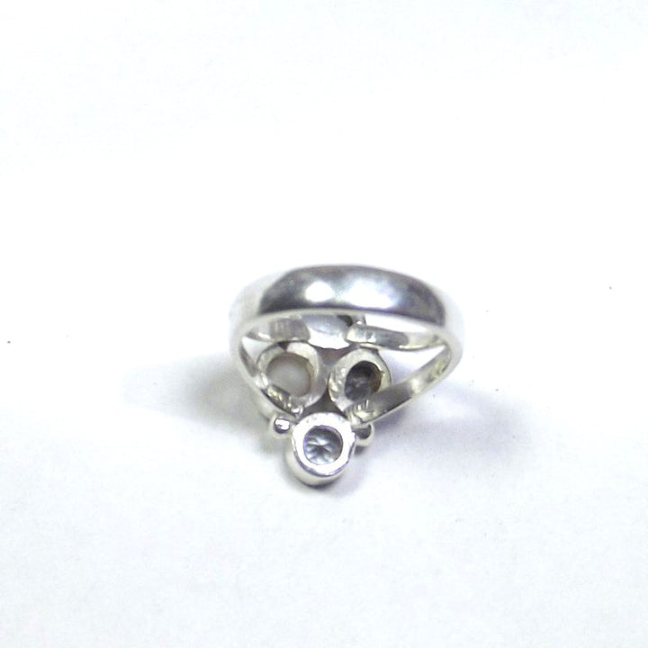 RING 925 silver AQUAMARINE, pearl and blue TOPAZ 15 - 17