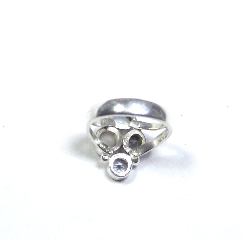 RING 925 silver AQUAMARINE, pearl and blue TOPAZ 15 - 17