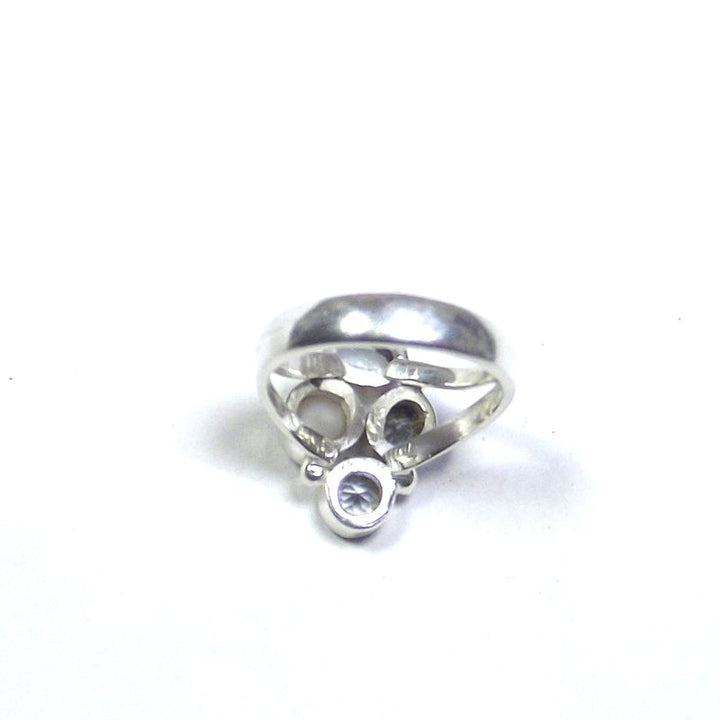 RING 925 silver AQUAMARINE, pearl and blue TOPAZ 15 - 17