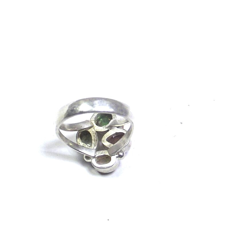 RING Tourmaline and silver cabouchon 13 - 15