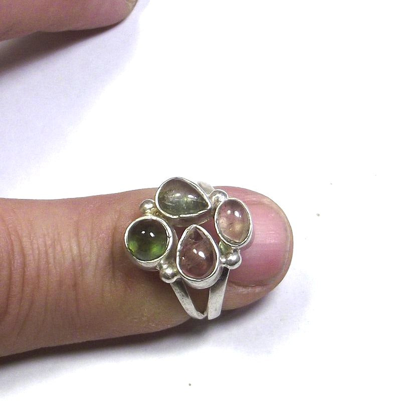 RING Tourmaline and silver cabouchon 13 - 15