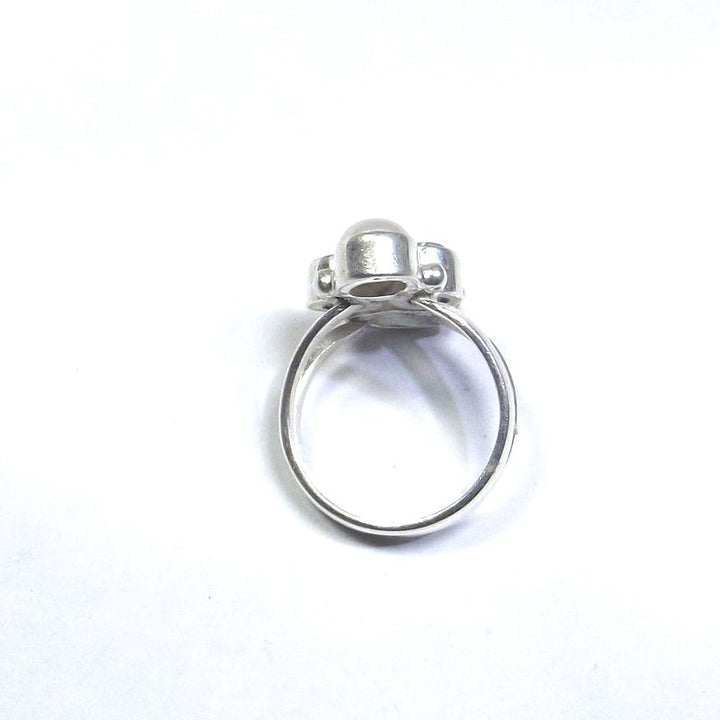 RING 925 silver AQUAMARINE, pearl and blue TOPAZ 13 - 15