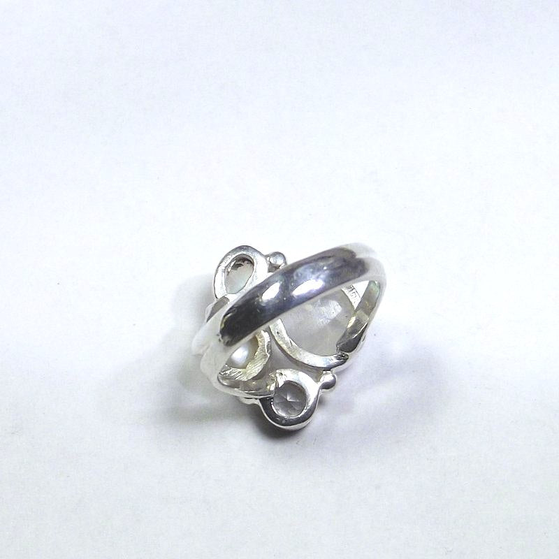 RING Moonstone, rock crystal, pearl and round silver 15 - 18