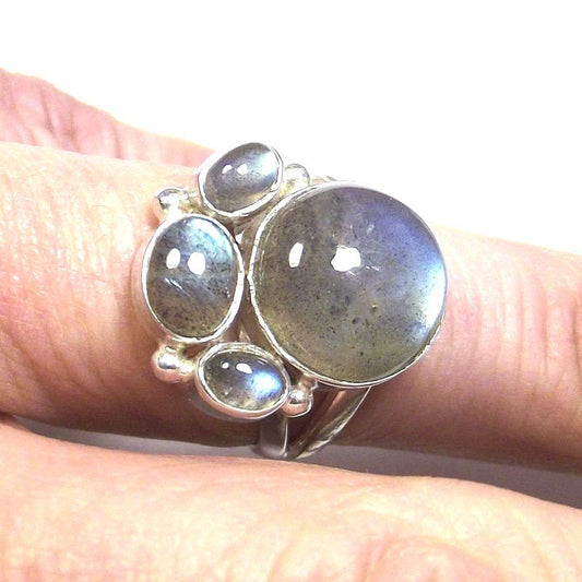 ANELLO argento con Labradorite cabouchon tondo 21 - 23 – immagine2
