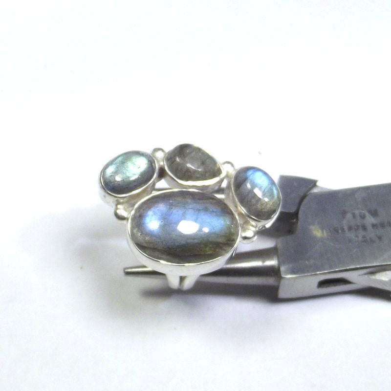 Silver RING with Labradorite oval cabouchon 13 - 15