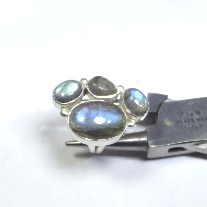 Silver RING with Labradorite oval cabouchon 13 - 15
