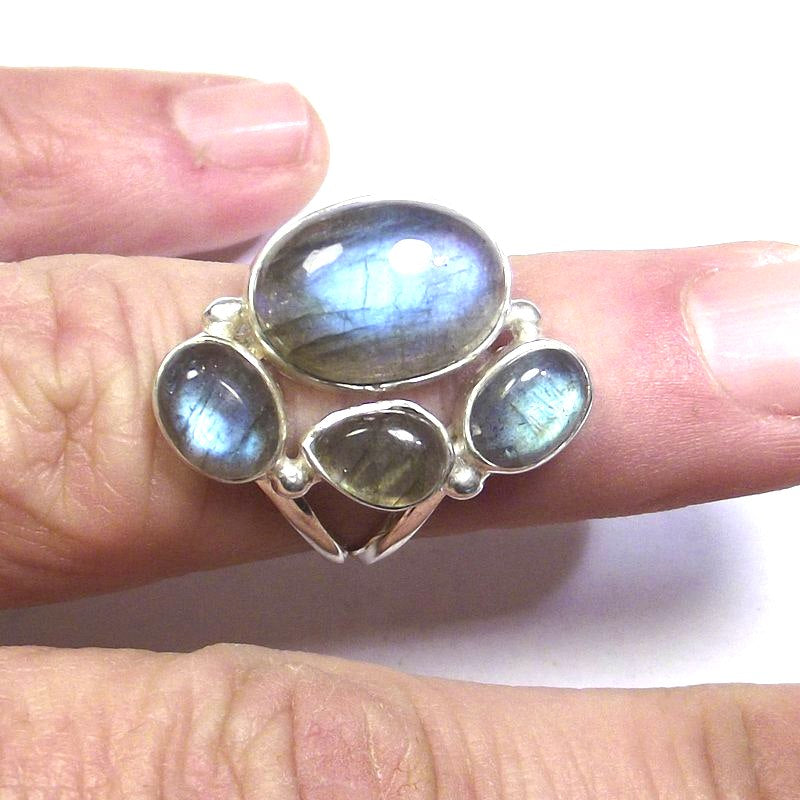 ANELLO argento con Labradorite cabouchon