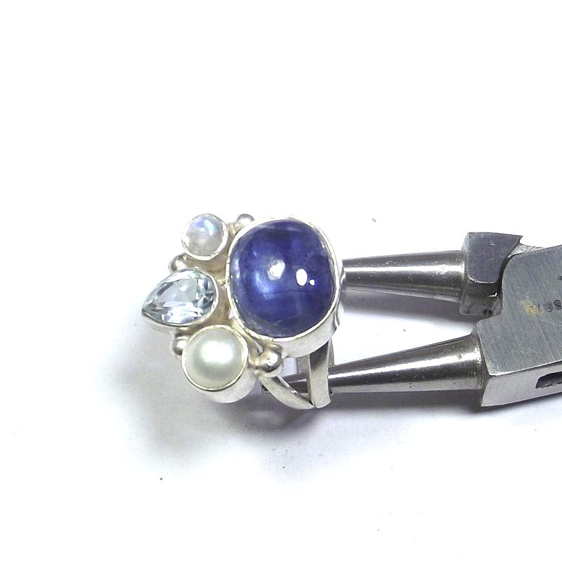 RING 925 Silber Kyanit, Mondstein, Topas und Perle 13 - 15