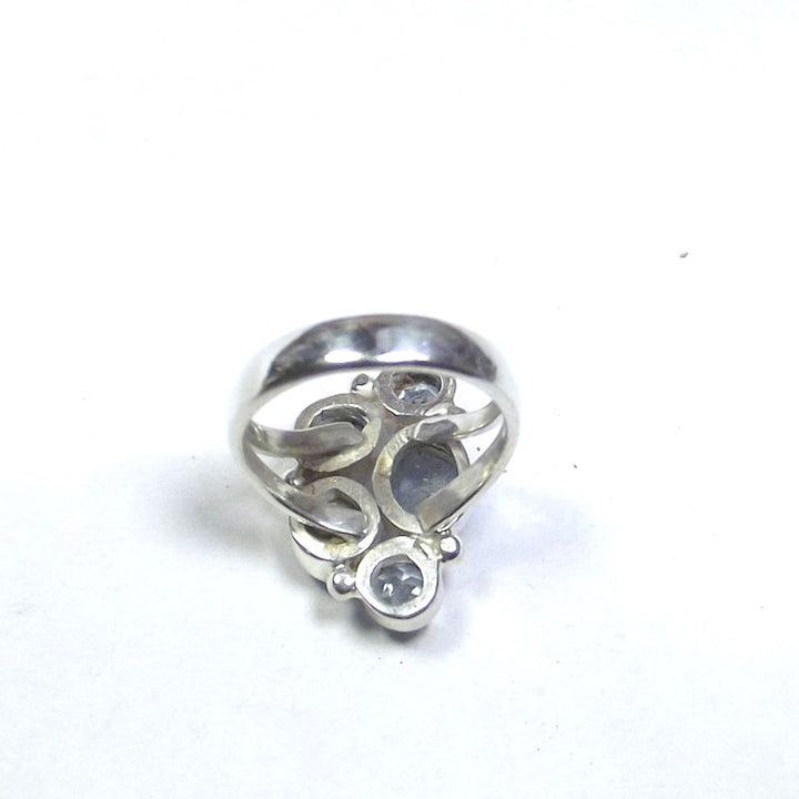 925 silver RING AQUAMARINE, pearl and TOPAZ - MARA