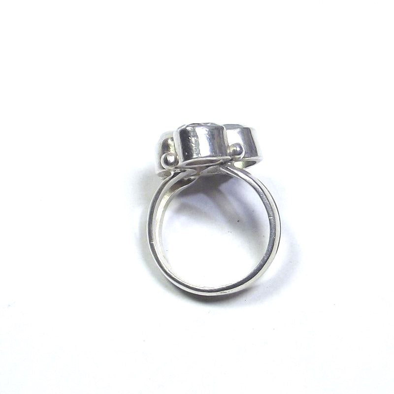925 silver RING Moonstone, pearl and blue TOPAZ 13 - 15