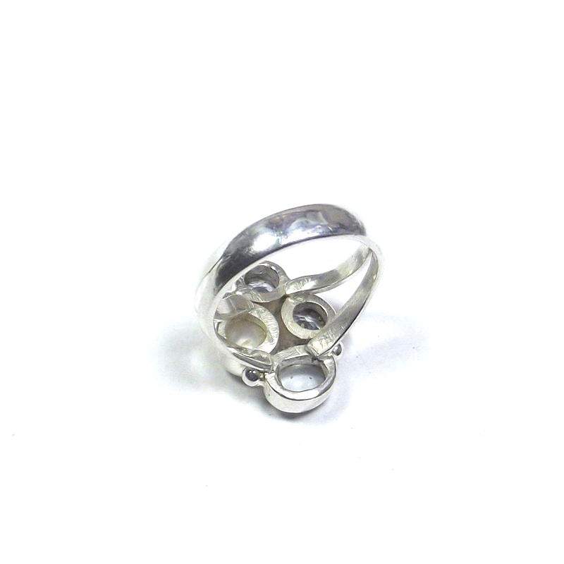 RING 925 silver AQUAMARINE, pearl and blue TOPAZ 13 - 15