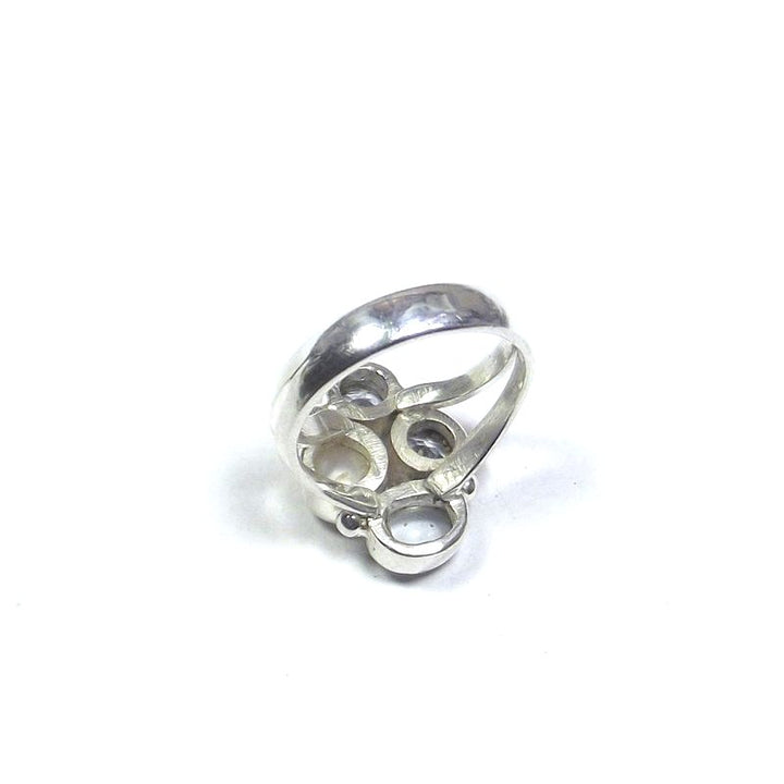 RING 925 silver AQUAMARINE, pearl and blue TOPAZ 13 - 15