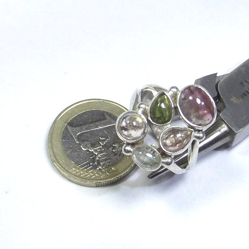 RING Tourmaline and 925 silver cabouchon and drops 21 - 23