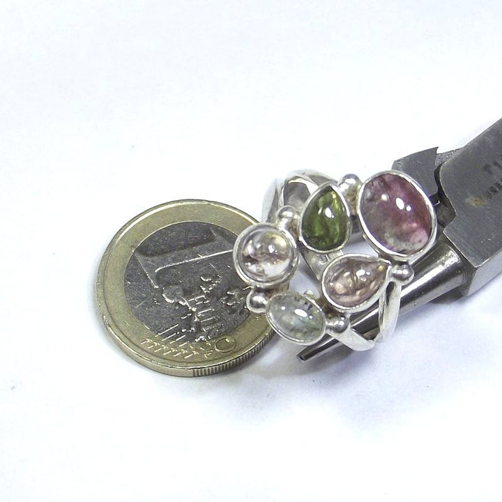 RING Tourmaline and 925 silver cabouchon and drops 21 - 23
