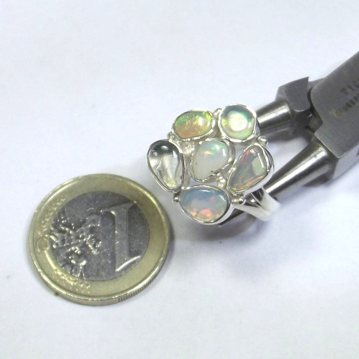 ANELLO argento con Opale ethiope 17 - 19