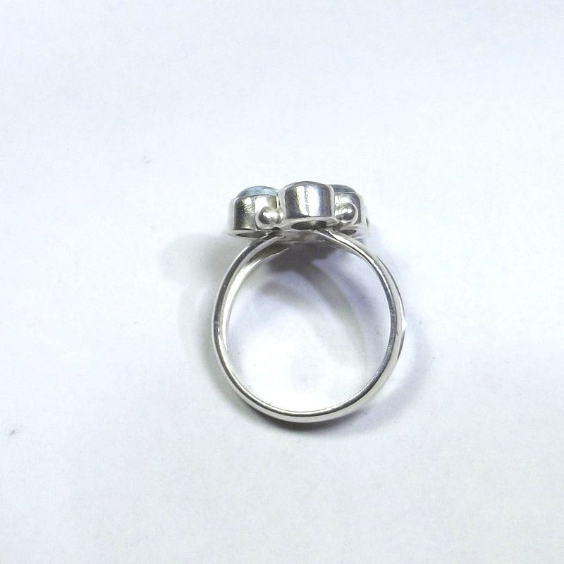 RING 925 silver AQUAMARINE, pearl and blue TOPAZ 15 - 18
