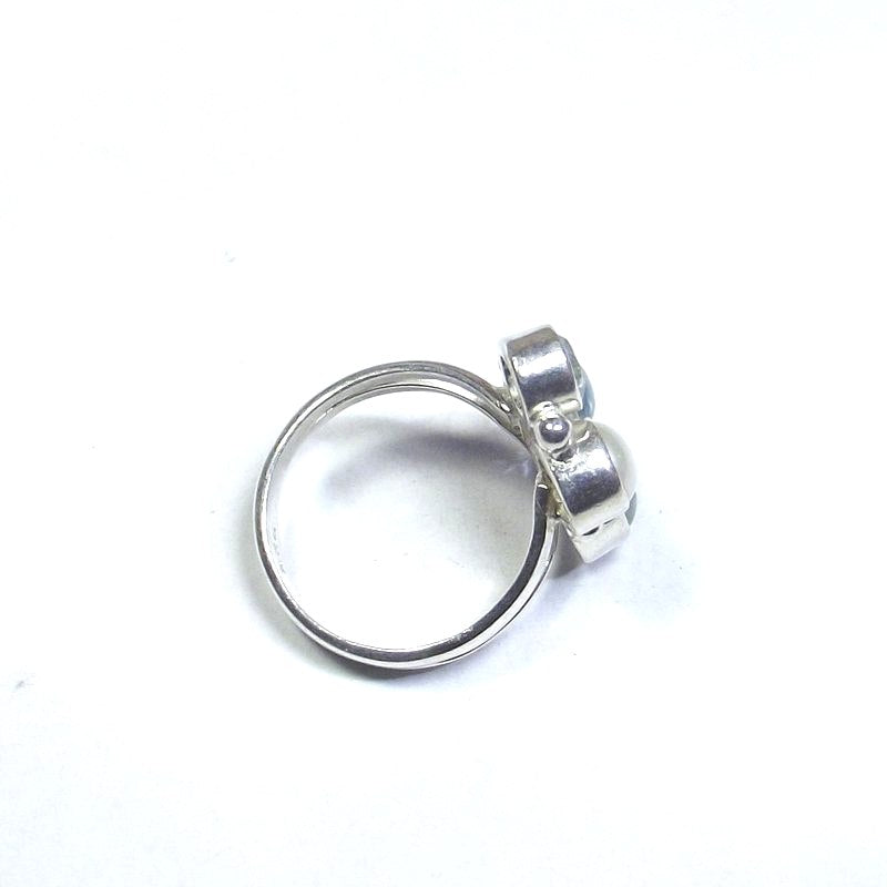 RING 925 silver AQUAMARINE, pearl and blue TOPAZ 15 - 18