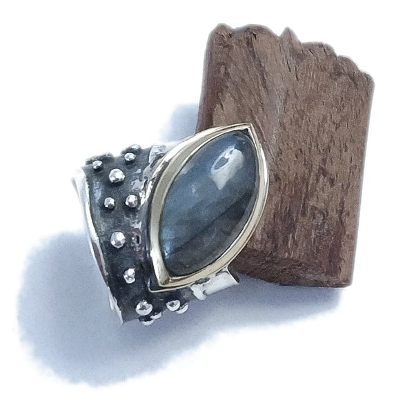 Anello fascia in argento 925 ANELLO artigianale con pietra | ANELLI artigianali