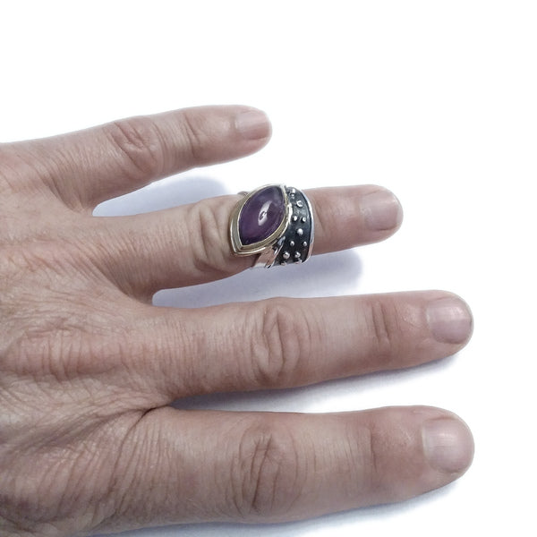 Anello fascia in argento 925 ANELLO artigianale con pietra | ANELLI artigianali