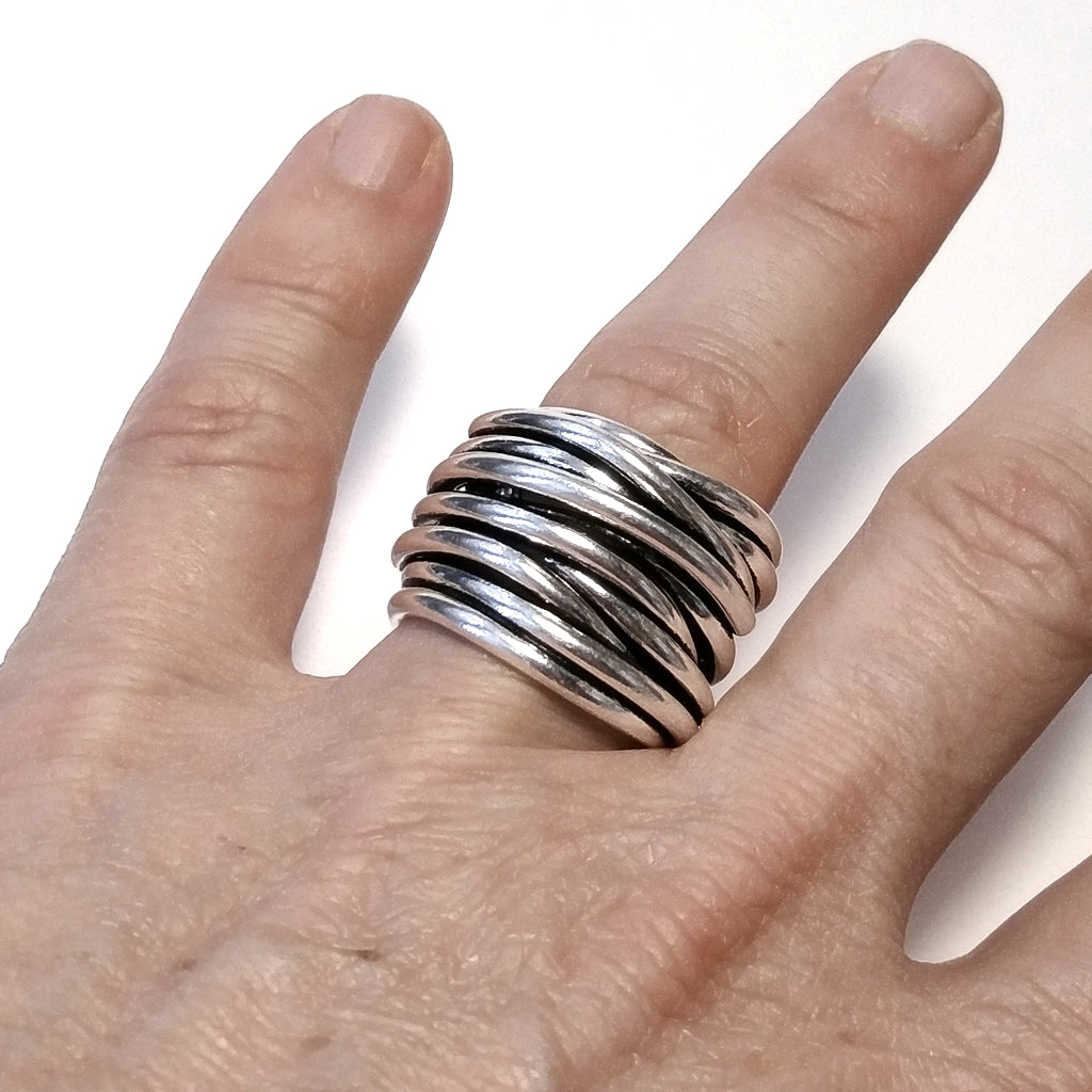 ANELLO artigianale in argento 925 Anello fascia | GIOIELLI IN ARGENTO filo della vita
