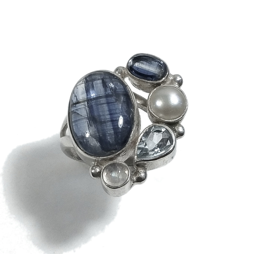 Copia del Anello con pietra in argento 925 con Cianite, Topazio azzurro, Labradorite | GIOIELLI ARTIGIANALI