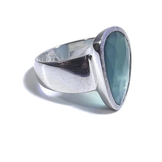 ANELLO NURRIN artigianale in argento 925 con Agata verde | Gioielli in argento