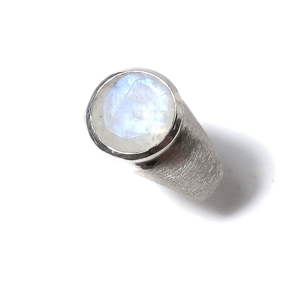 Anello fascia satinata in argento 925 ANELLO artigianale con pietra | ANELLI ARGENTO pietra di luna