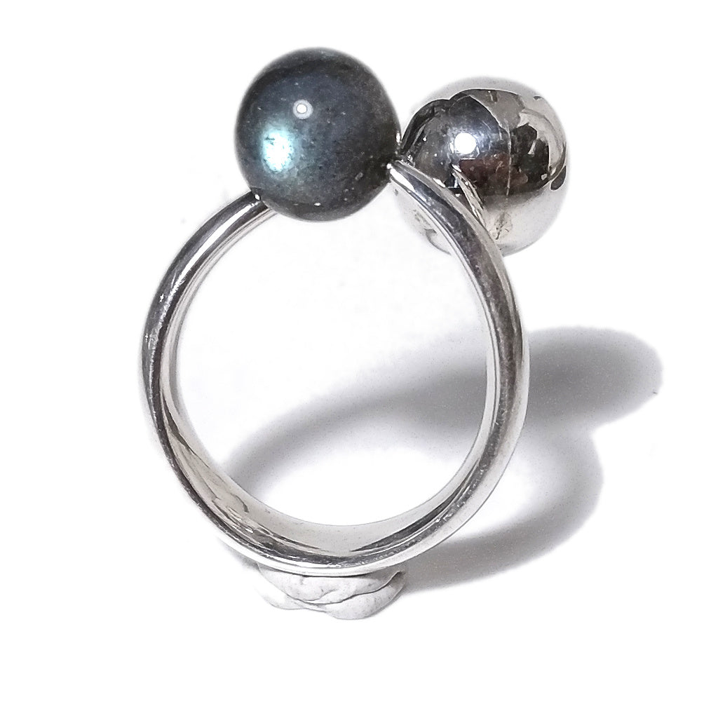 Labradorite Anello fascia TWISTER in argento 925 ANELLO artigianale con pietra | ANELLI ARGENTO