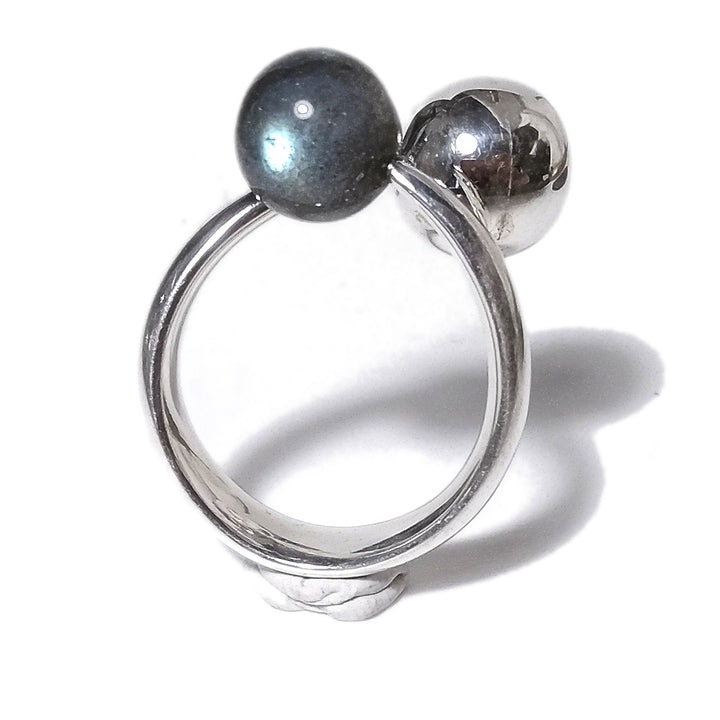 Labradorite Anello fascia TWISTER in argento 925 ANELLO artigianale con pietra | ANELLI ARGENTO